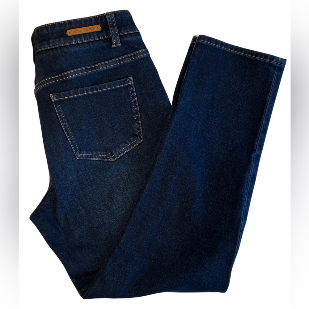 Soft Surroundings women’s straight leg stretch, dark soft denim jeans Size SP. - Picture 2 of 13